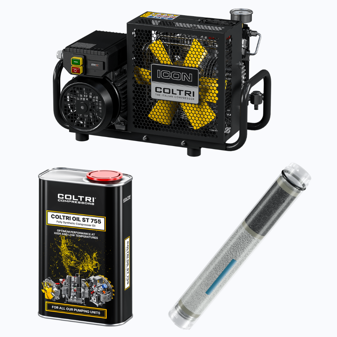 Coltri Icon 100 LSE EM 300 Bar breathing air compressor 2.2KW 3 Hp 230 ...