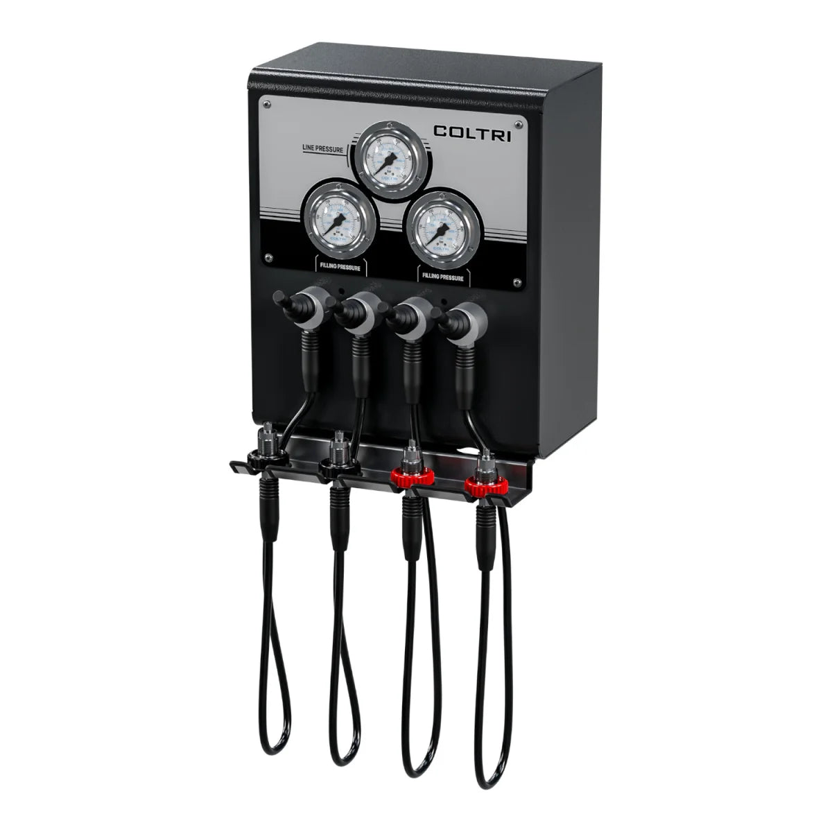 Füllpanel mit je 2x 200bar und 2x 300bar getrennten Abgang und Kipphebelventile