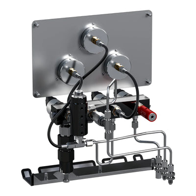 Füllpanel mit je 2x 200bar und 2x 300bar getrennten Abgang und Kipphebelventile